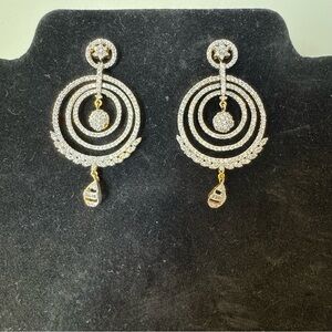 Chandelier Round Diamond Hoop Drop Earrings
